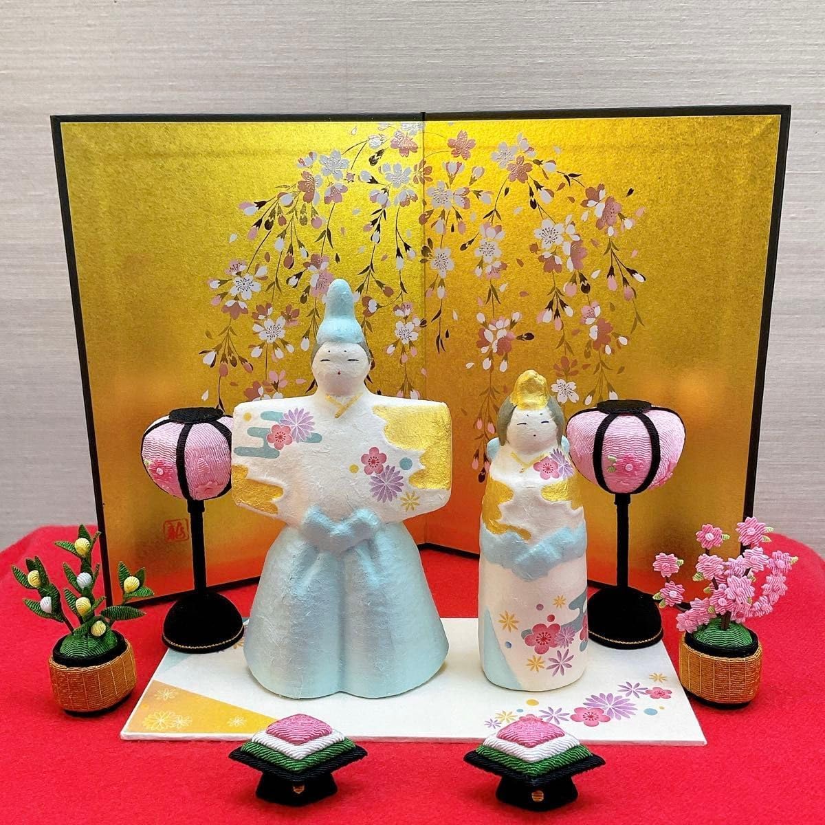 雛飾りちぎり和紙 遥花 立雛桃の節句 ひな祭り 3月玄関飾り 親王 雛人形